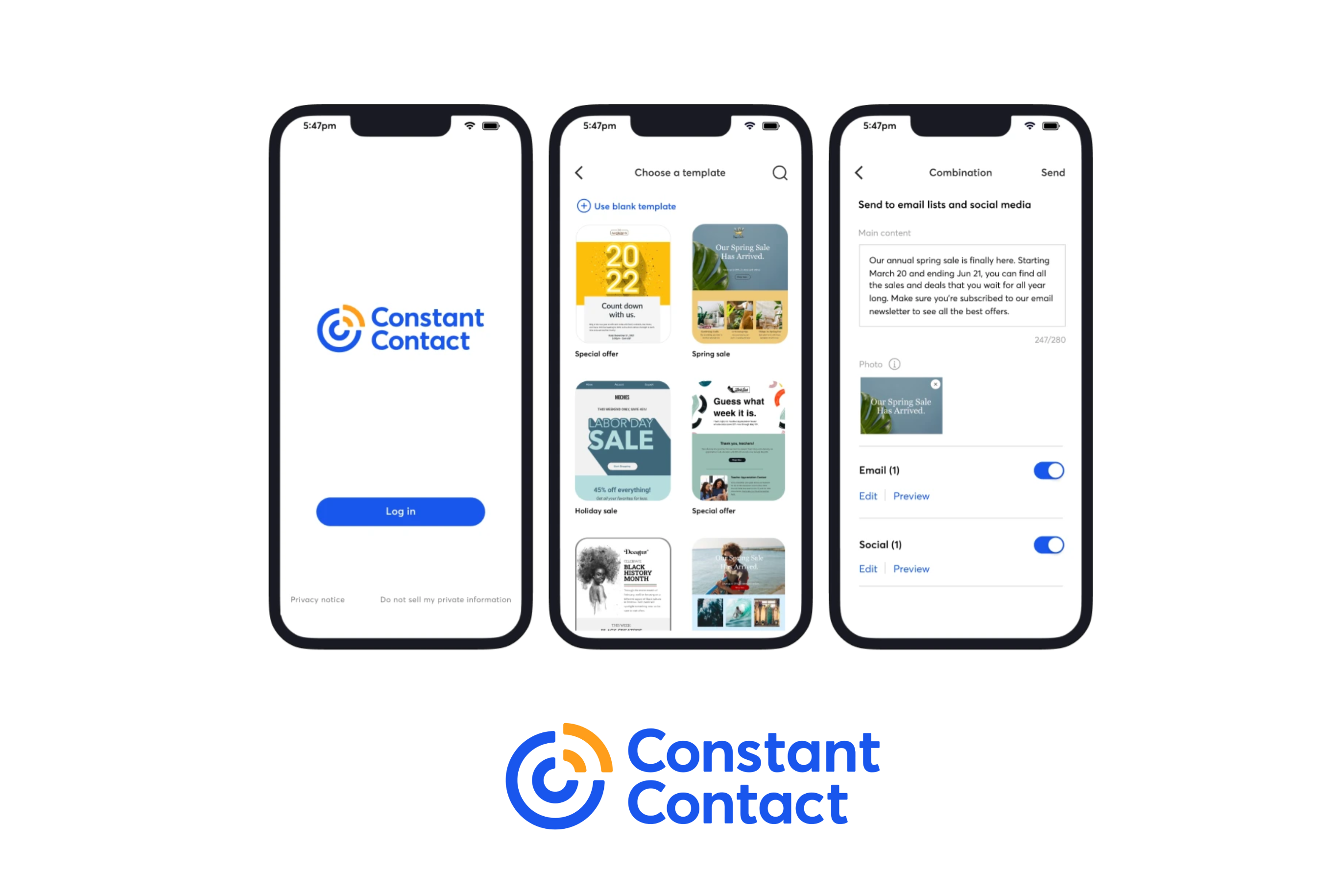 Constant Contact vs tinyEmail mobile app