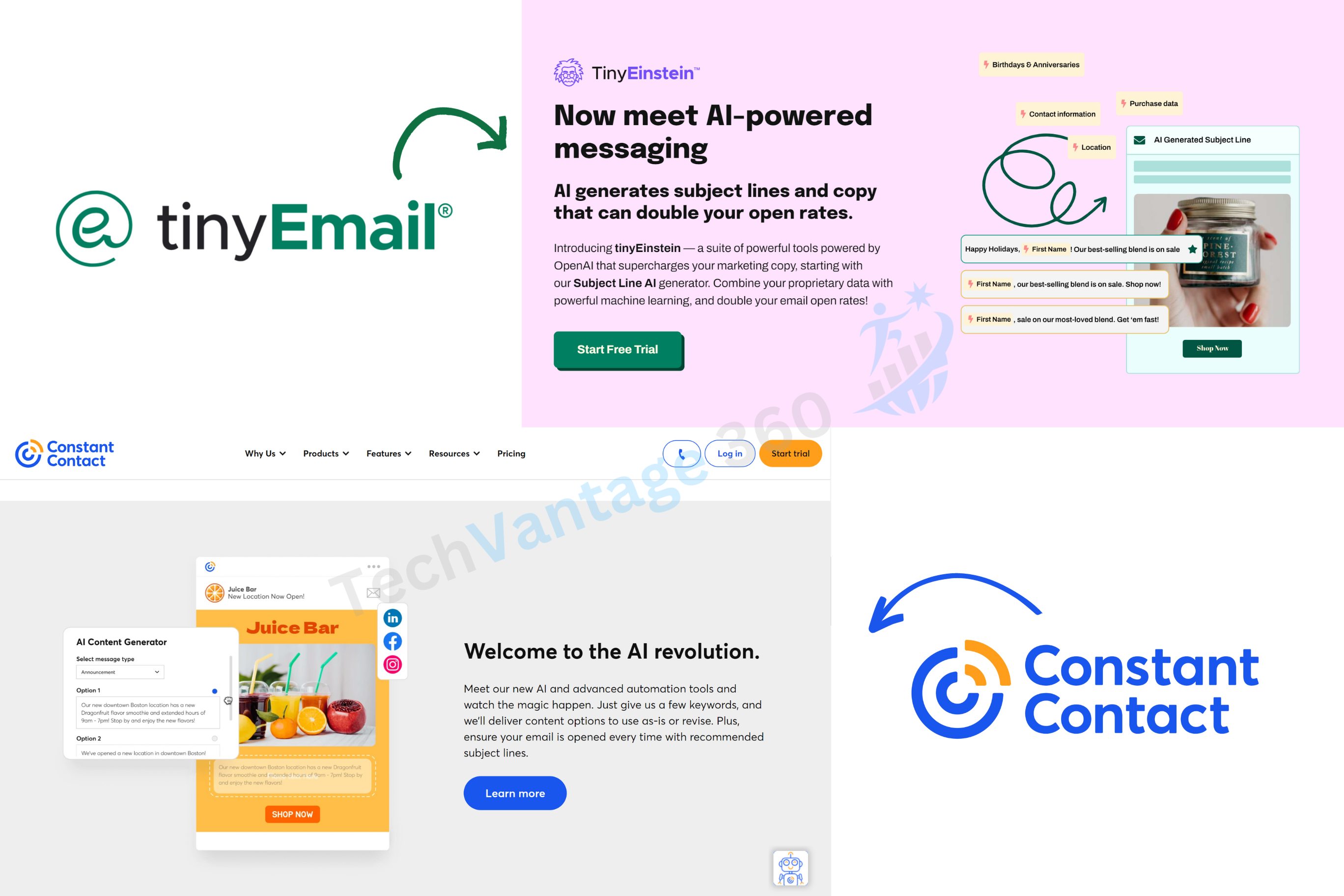 Constant Contact vs tinyEmail ai tools